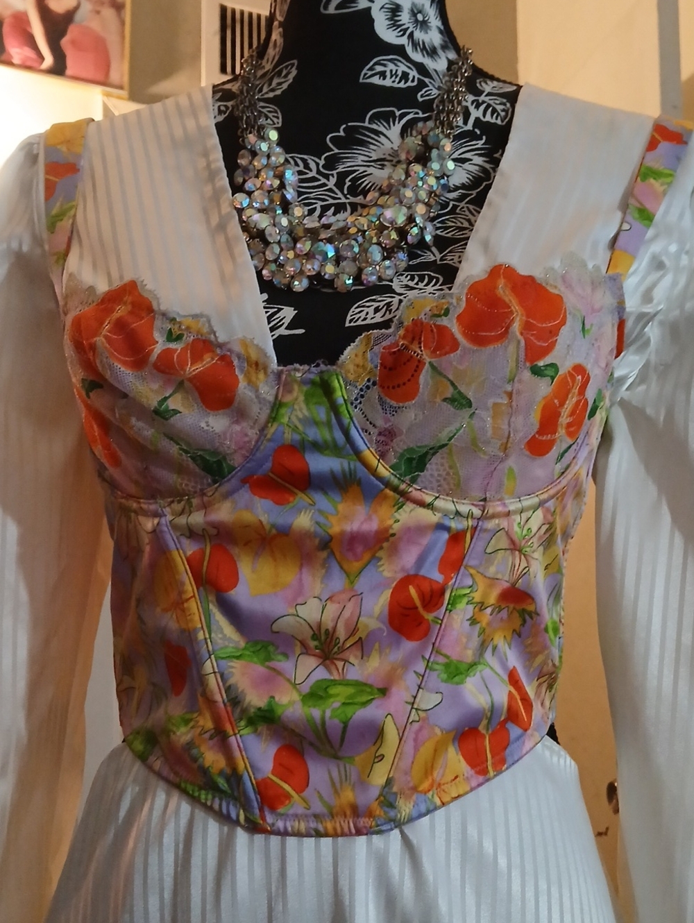 Savage X Fenty Floral Corset Camisole in Purple and Orange